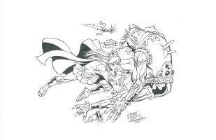Amethyst in Battle by Ernie Colon and Joe Rubinstein, Comic Art